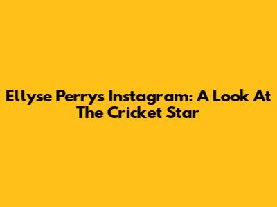 Ellyse Perry's Instagram: A Look At The Cricket Star