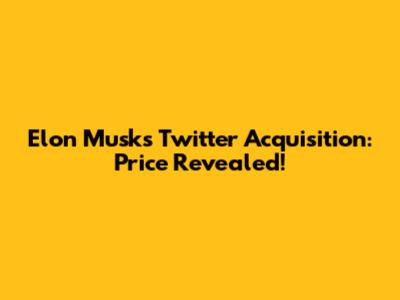 Elon Musk's Twitter Acquisition: Price Revealed!
