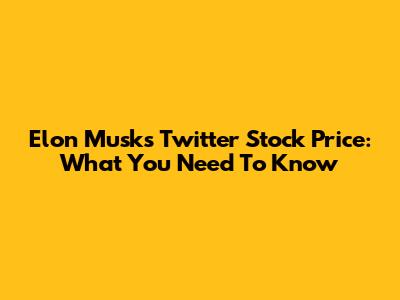 Elon Musk's Twitter Stock Price: What You Need To Know