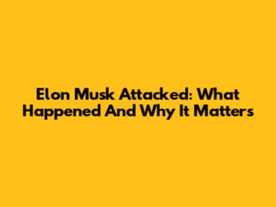 Elon Musk Attacked: What Happened And Why It Matters