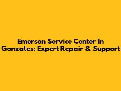 Emerson Service Center In Gonzales: Expert Repair & Support