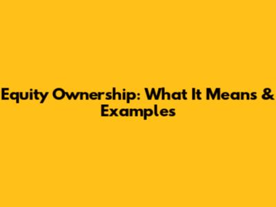 Equity Ownership: What It Means & Examples