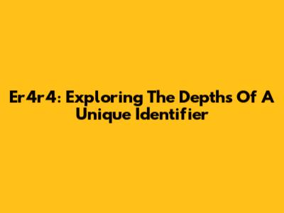 Er4r4: Exploring The Depths Of A Unique Identifier