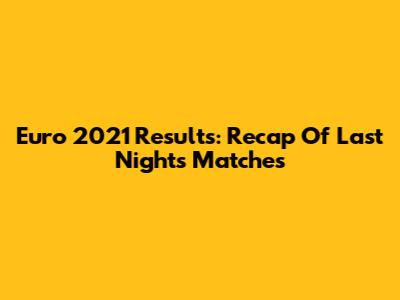 Euro 2021 Results: Recap Of Last Night's Matches