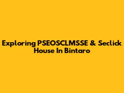 Exploring PSEOSCLMSSE & Seclick House In Bintaro