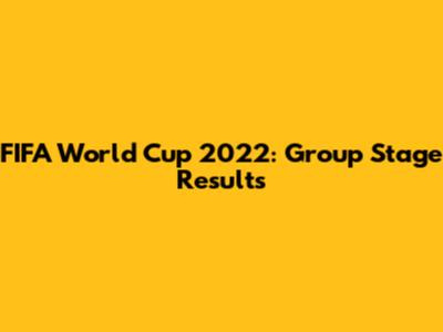 FIFA World Cup 2022: Group Stage Results