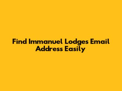 Find Immanuel Lodge's Email Address Easily
