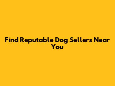 Find Reputable Dog Sellers Near You