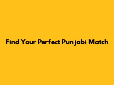Find Your Perfect Punjabi Match