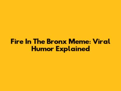 Fire In The Bronx Meme: Viral Humor Explained