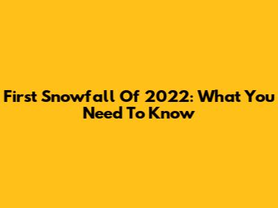 First Snowfall Of 2022: What You Need To Know