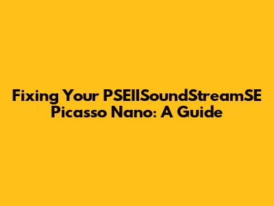Fixing Your PSEIISoundStreamSE Picasso Nano: A Guide