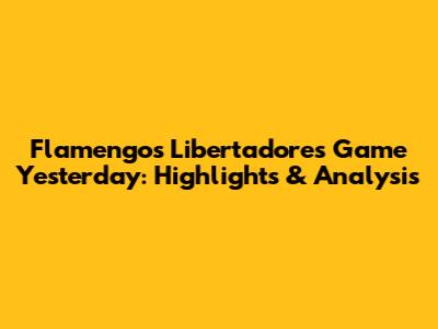 Flamengo's Libertadores Game Yesterday: Highlights & Analysis