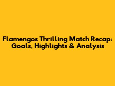 Flamengo's Thrilling Match Recap: Goals, Highlights & Analysis