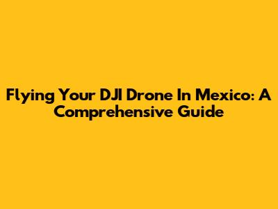 Flying Your DJI Drone In Mexico: A Comprehensive Guide
