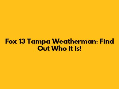 Fox 13 Tampa Weatherman: Find Out Who It Is!