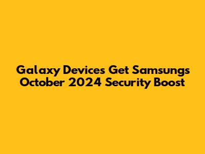Galaxy Devices Get Samsung's October 2024 Security Boost