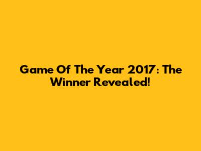 Game Of The Year 2017: The Winner Revealed!