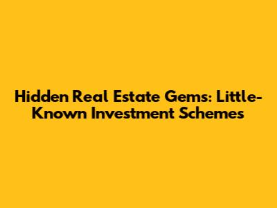 Hidden Real Estate Gems: Little-Known Investment Schemes