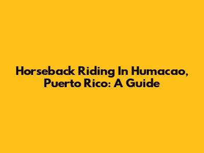 Horseback Riding In Humacao, Puerto Rico: A Guide