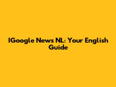 IGoogle News NL: Your English Guide