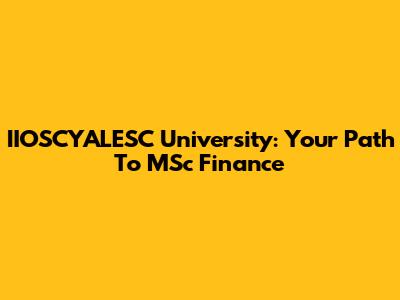 IIOSCYALESC University: Your Path To MSc Finance