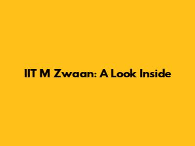 IIT M Zwaan: A Look Inside