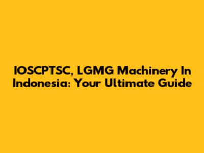 IOSCPTSC, LGMG Machinery In Indonesia: Your Ultimate Guide