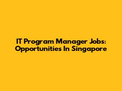 IT Program Manager Jobs: Opportunities In Singapore