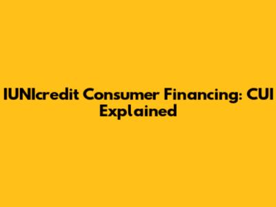 IUNIcredit Consumer Financing: CUI Explained