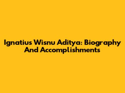 Ignatius Wisnu Aditya: Biography And Accomplishments