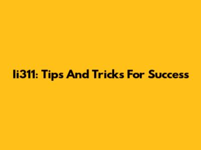 Ii311: Tips And Tricks For Success