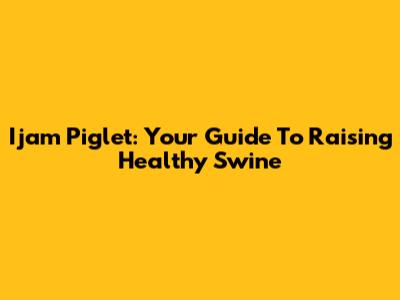 Ijam Piglet: Your Guide To Raising Healthy Swine