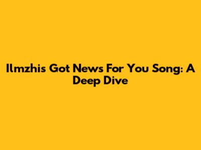 Ilmzhi's "Got News For You" Song: A Deep Dive