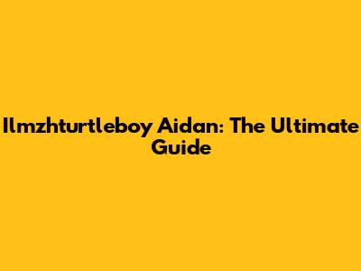 Ilmzhturtleboy Aidan: The Ultimate Guide