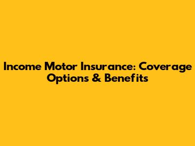 Income Motor Insurance: Coverage Options & Benefits
