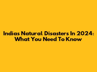 India's Natural Disasters In 2024: What You Need To Know