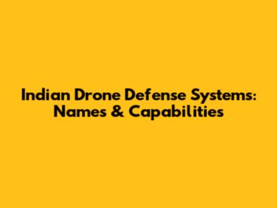 Indian Drone Defense Systems: Names & Capabilities