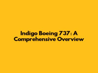 Indigo Boeing 737: A Comprehensive Overview