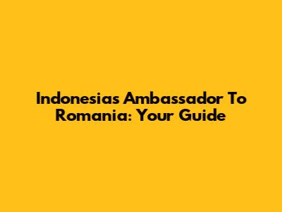 Indonesia's Ambassador To Romania: Your Guide