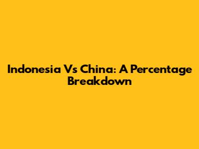 Indonesia Vs China: A Percentage Breakdown
