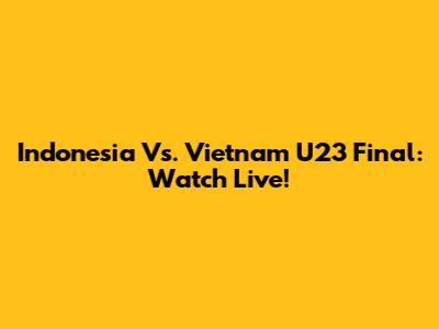Indonesia Vs. Vietnam U23 Final: Watch Live!