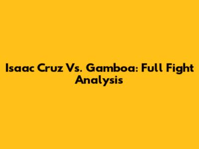 Isaac Cruz Vs. Gamboa: Full Fight Analysis