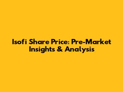 Isofi Share Price: Pre-Market Insights & Analysis