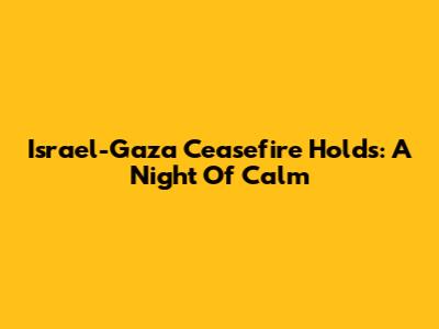 Israel-Gaza Ceasefire Holds: A Night Of Calm