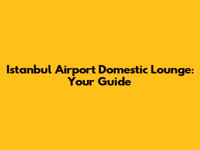 Istanbul Airport Domestic Lounge: Your Guide