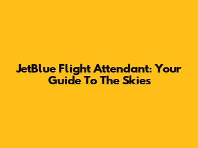 JetBlue Flight Attendant: Your Guide To The Skies