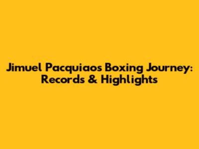 Jimuel Pacquiao's Boxing Journey: Records & Highlights