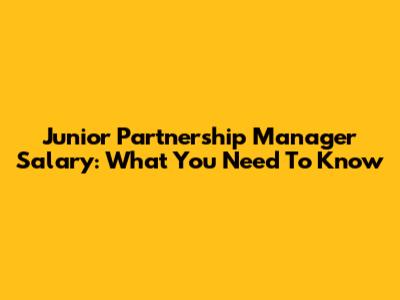Junior Partnership Manager Salary: What You Need To Know