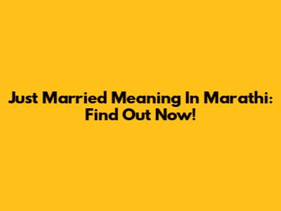 Just Married Meaning In Marathi: Find Out Now!